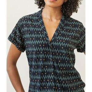 Bridge & Burn The Innes Shirt Top Printed Collared Short Cuffed Sleeve L 286315